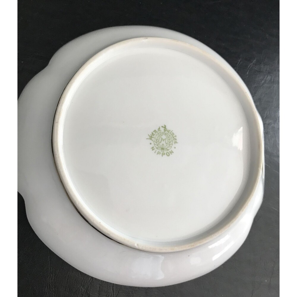 Hand Painted Nippon Single Handle Bowl Dish Floral with Gold Edging - Picture 4 of 5